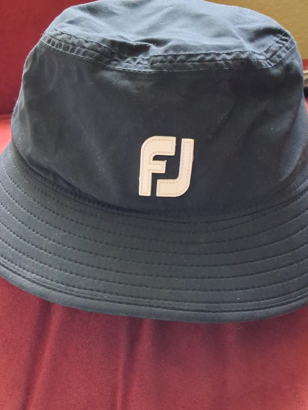 FootJoy Black Bucket Hat with White FJ Patch
